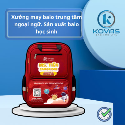 Xưởng may balo trung tâm ngoại ngữ. Sản xuất balo học sinh