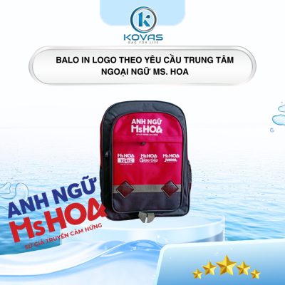 Balo in logo theo yêu cầu trung tâm ngoại ngữ Ms. Hoa