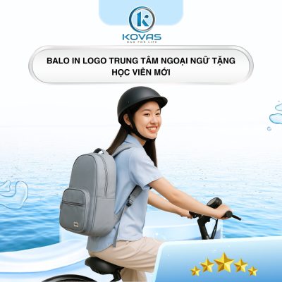 Balo in logo trung tâm ngoại ngữ tặng học viên mới