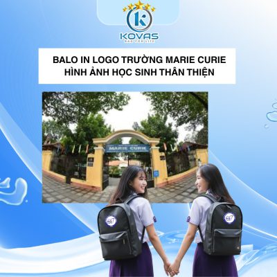 Balo in logo Trường Marie Curie hình ảnh học sinh thân thiện