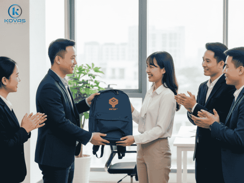 Balo in logo thương hiệu showroom laptop